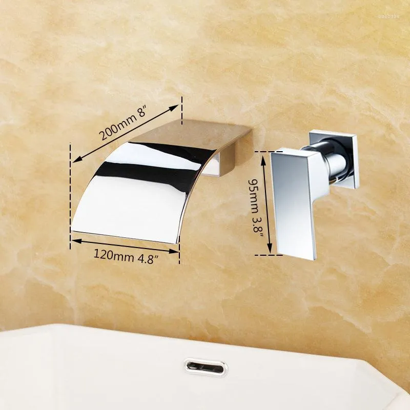 Badrum diskbänk kranar monit krom polsk vattenfall väggmonterad badkar bassäng mixer kran kran kall 2 hål
