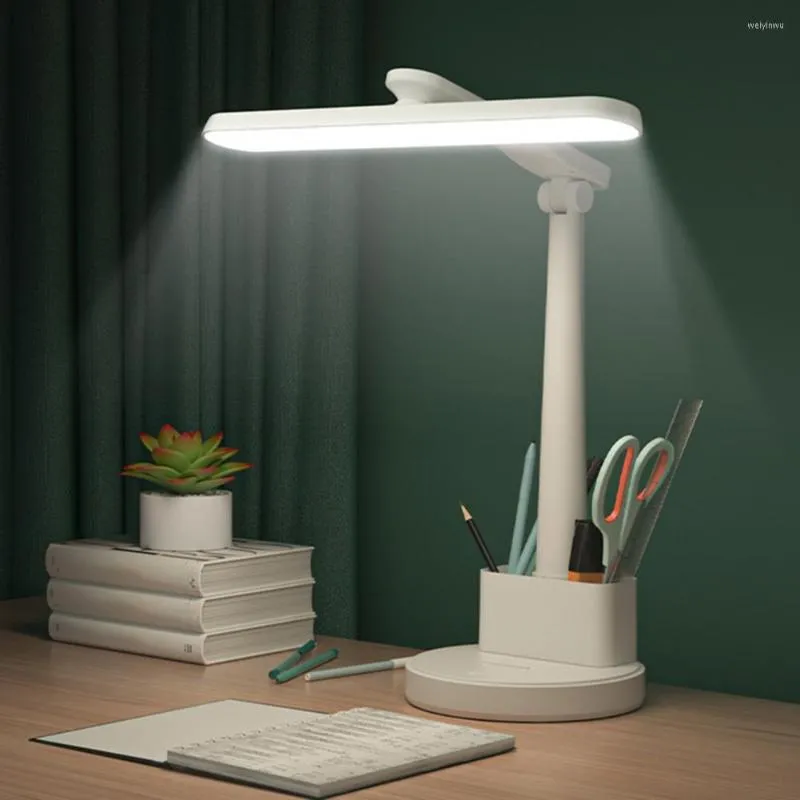 Lámparas de mesa Control táctil LED Luz de lectura con portalápices Tipo plegable Lámpara de noche Escritorio Mesita de noche Plegable Suministros de oficina