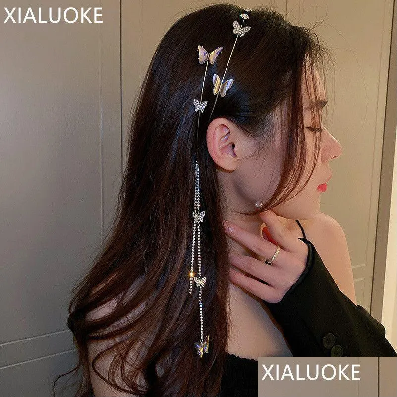 Hårsmycken Xialuoke Fashion Mosaic Crystal Geometric Butterfly Hairgrips for Women Elegant Personality Pannband H DHGARDEN DHT8I