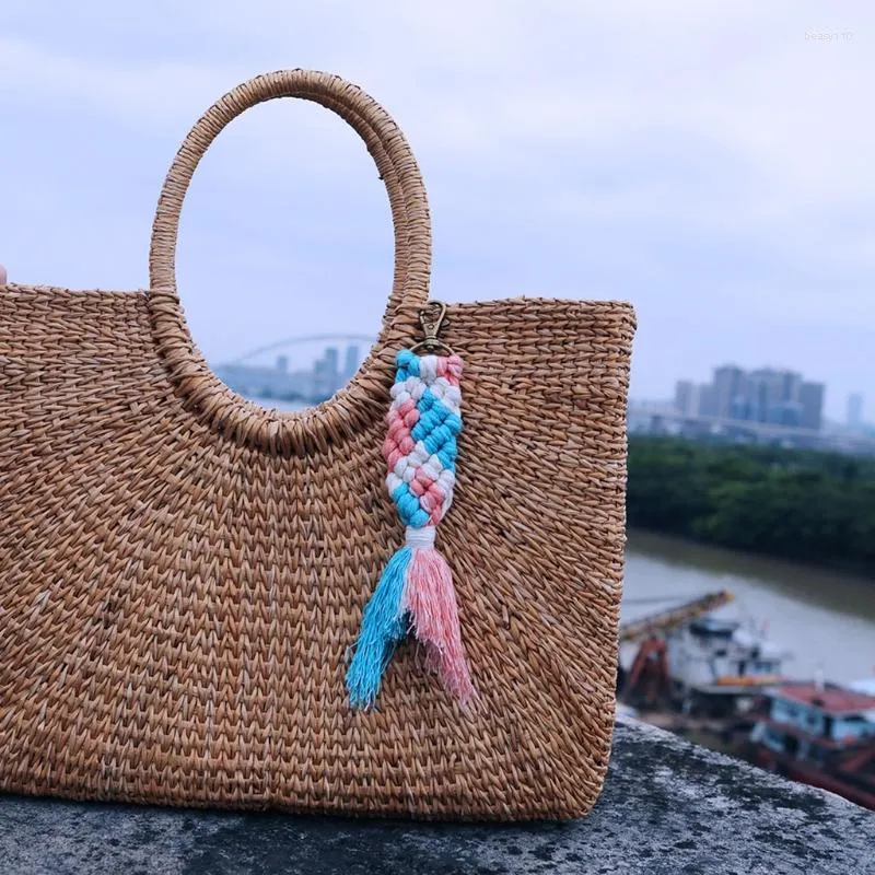 Keychains Mer-maid Tail For Women Boho Handmade Key Holder Keyring Macrame Bag Charm Car Hanging Jewelry Gifts