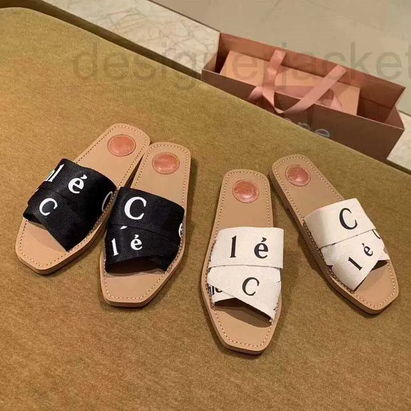 Slippers Designer Summer Rubber Sandals Beach WOODY FLAT MULE Linen White Black Slide Fashion Scuffs Indoor Canvas Shoes JY57