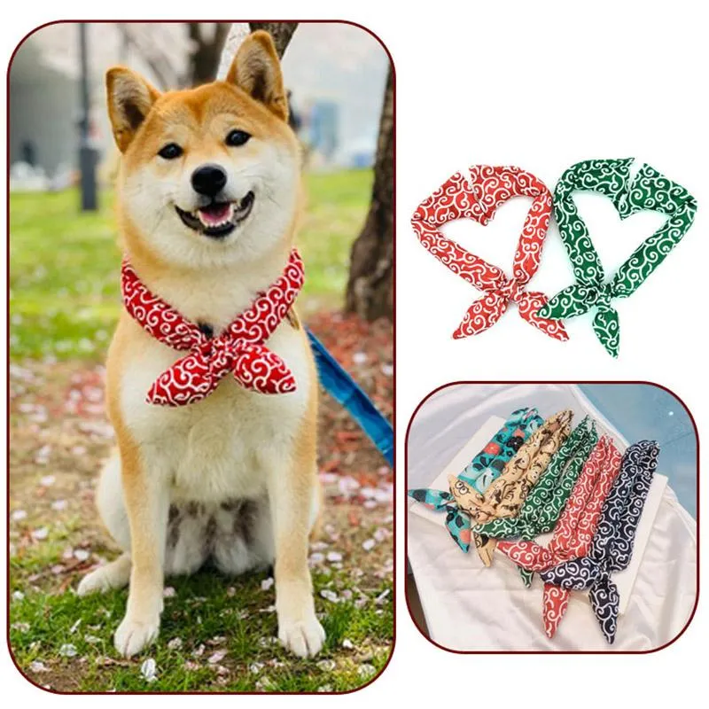 Japanese Farmhouse Style Cotton Dog Bibs With Soft Collar And