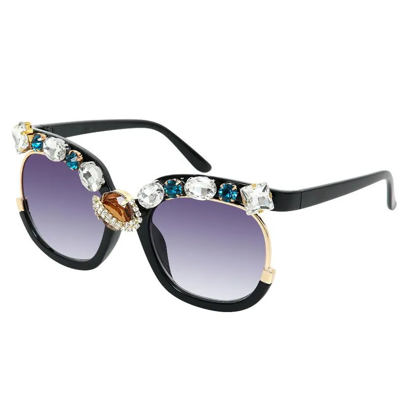 Óculos de sol Luxury Crystal Square Big Steam punk feminino de diamante de diamante de soldados de espelho da marca unissex Óculos Oculos Gafassunglasses