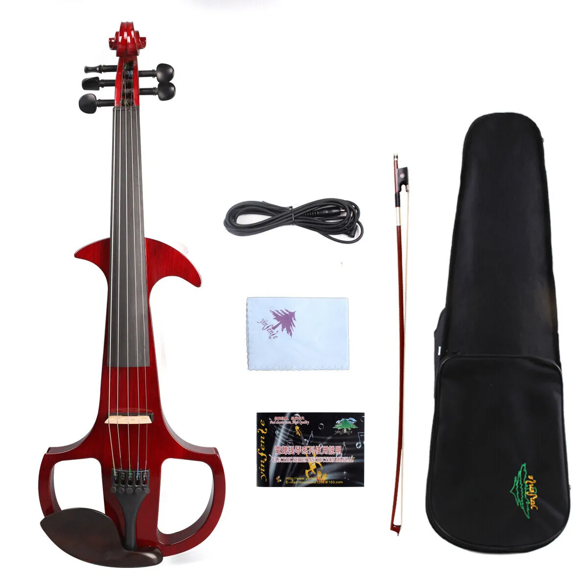 5String Red Electric Violin 4/4 Solid Wood Sweet Tone Free Case+Bow #EV7