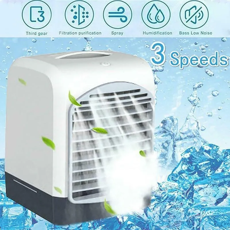 Fans Portable Mini Desktop Air Conditioner USB Small Fan Cooling Humidifier Aromatherapy Air Cooler With Ice Water Tank