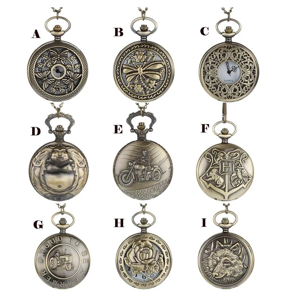 2019 Mode gepersonaliseerd patroon Steampunk Vintage Quartz Romeinse cijfers Pocket Watch Montre Relogio Watches Men Reloj Hour334T