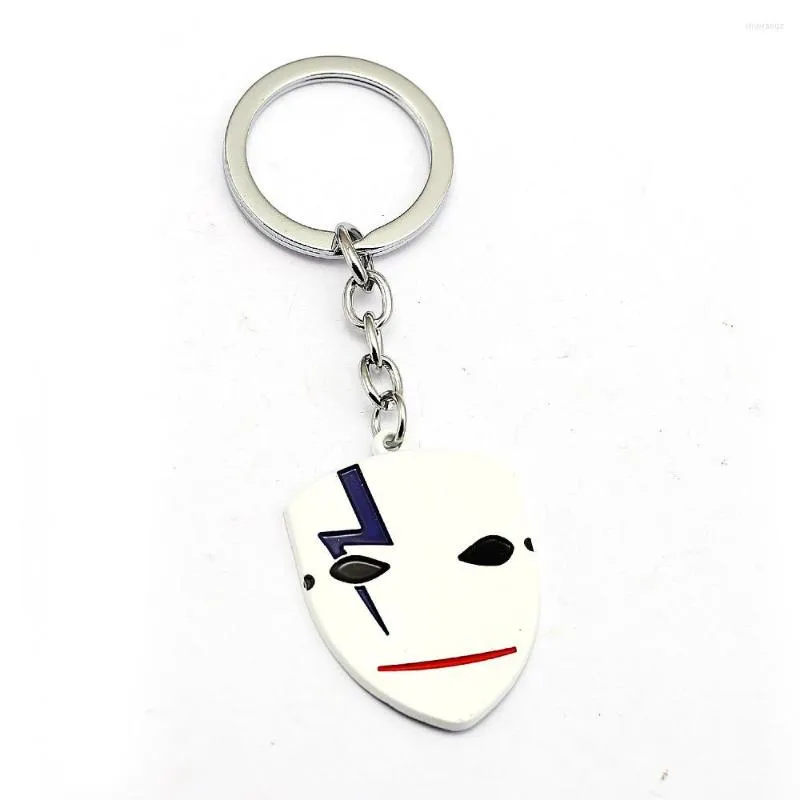 Keychains DARKER THAN BLACK Keychain Metal Pendant Key Ring Holder White Mask Chain Men Jewelry