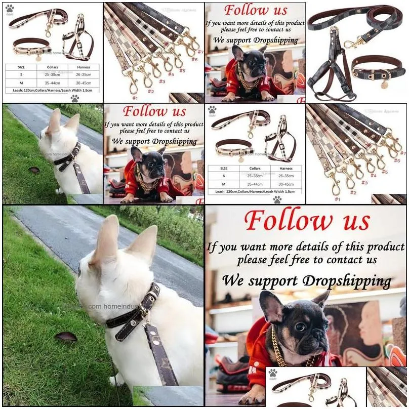 dog collars leashes leather designer dogs collar set ic plaid pet leash step in harness for small medium cat chihuahua bldog