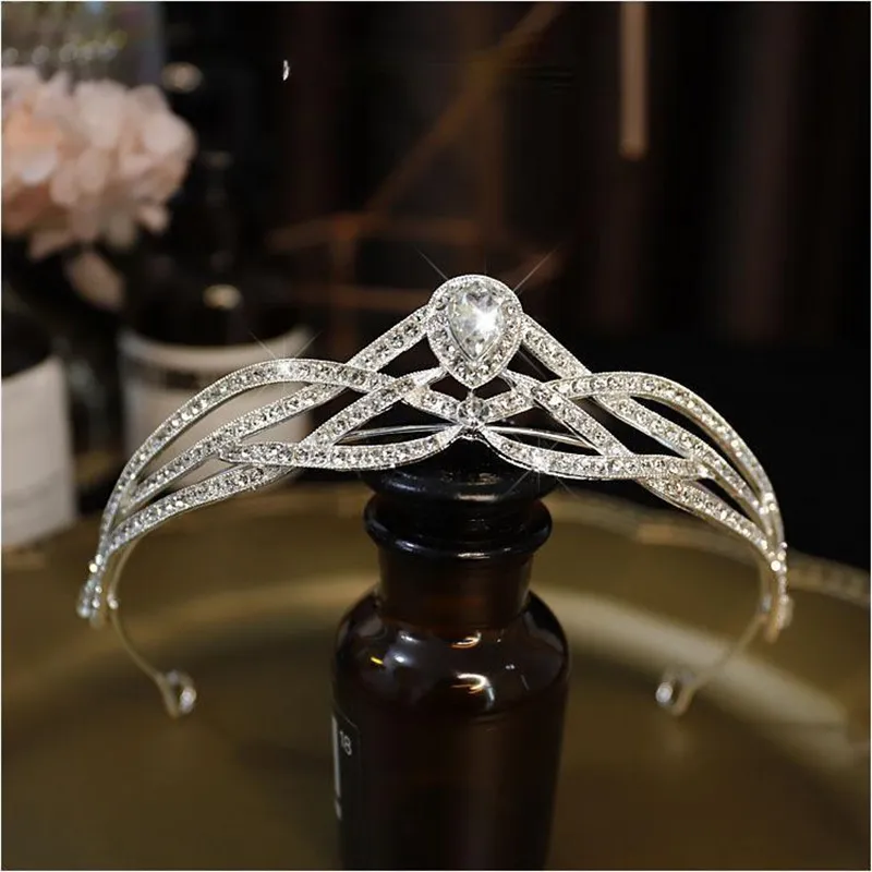 FG-0063 Bridal Alloy Zircon Hair Band Headwear Wedding Crown Super Immortal Sparkling Rhinestone Crystal Knot Crown Knot Wedding Dress Accessories