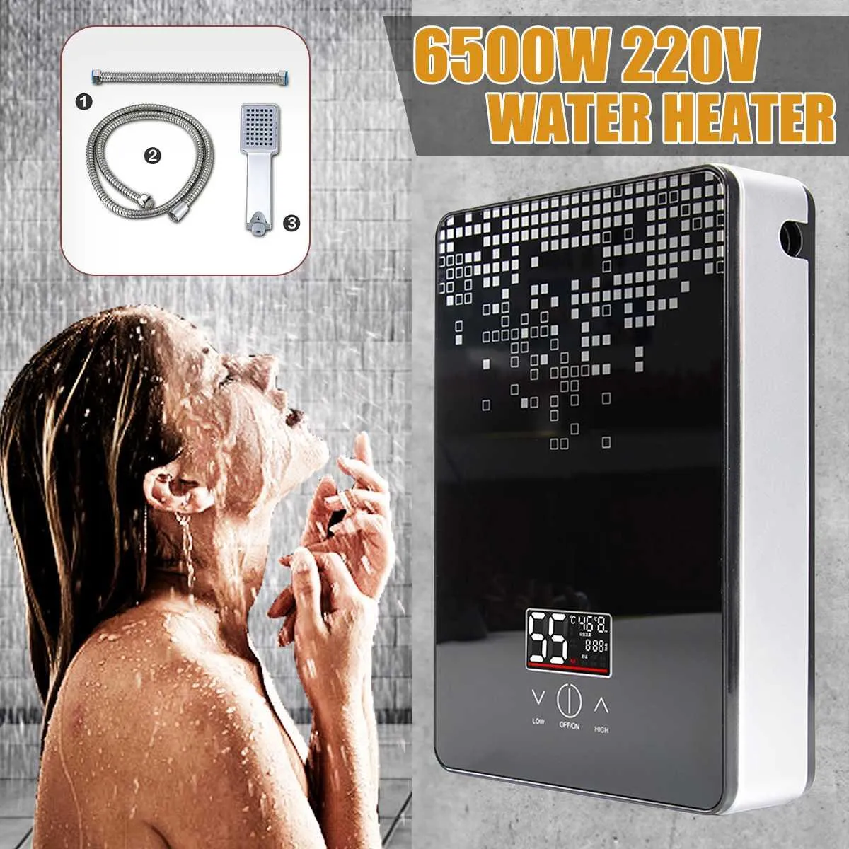 Heizungen 6500W 220 V Elektrische Warmwasserbereiter Badezimmer Dusche Mehrzweck Haushalt Instant Tankless Hotwater Heiztemperaturanzeige