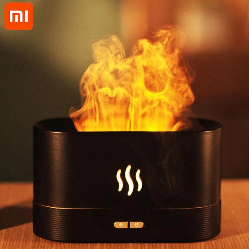 Geräte XIAOMI USB Simulation Flamme Aroma Diffusor Luftbefeuchter Ultraschall Cool Mist Maker Fogger Led Ätherisches Öl Flamme Lampe Difusor