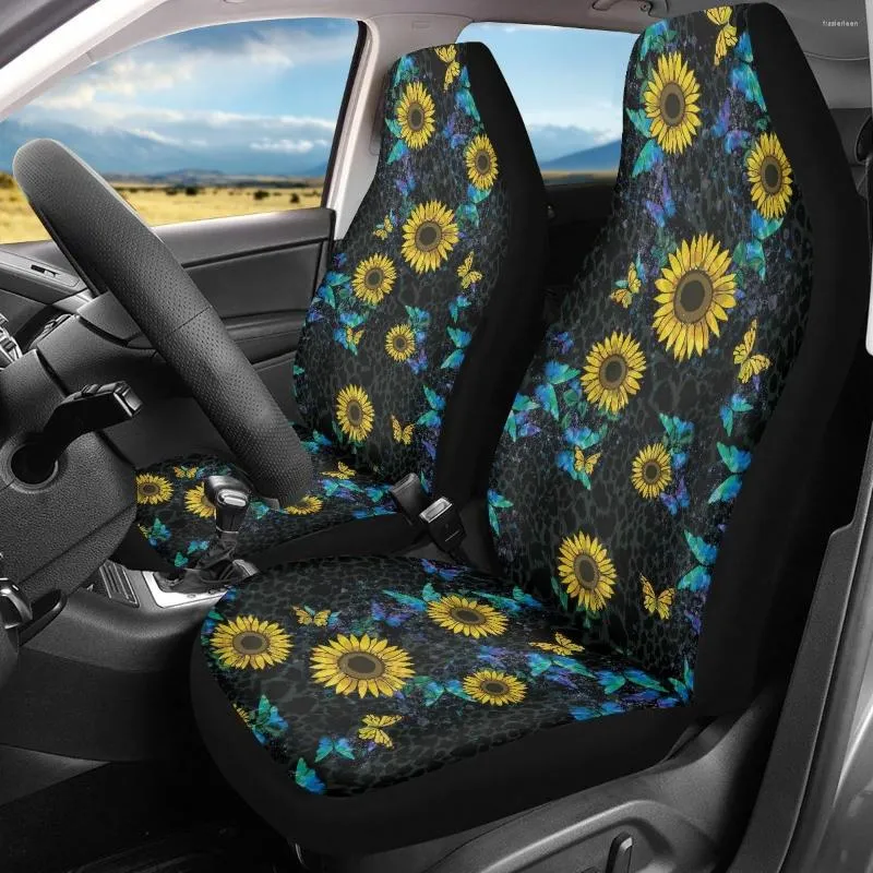 Housses de siège de voiture INSTANTARTS Jolis papillons Conception de tournesol Coussin de véhicule lavable Cadeaux robustes