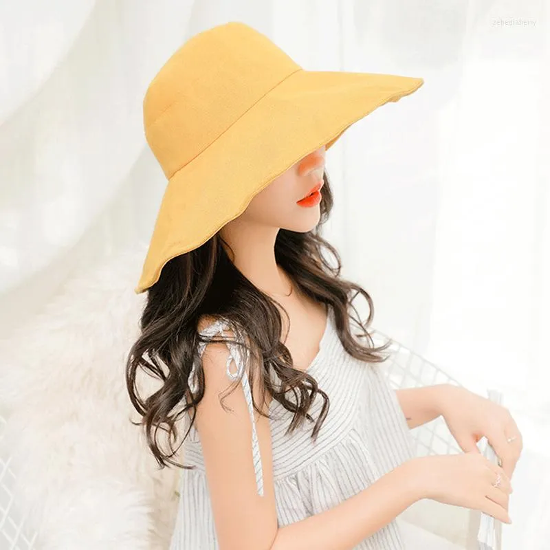 Booke Gaoke 2023 est Big Wide Brim Beach Hat Fashion Summer UV Protection Sun For Women Folding Visor Chapeu Feminino