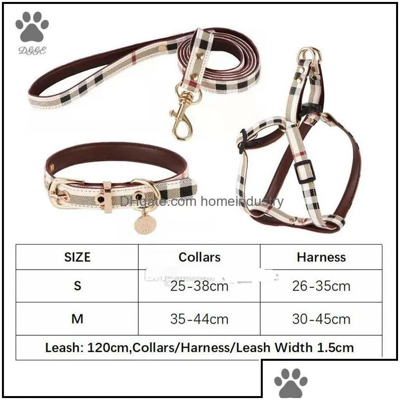 dog collars leashes leather designer dogs collar set ic plaid pet leash step in harness for small medium cat chihuahua bldog