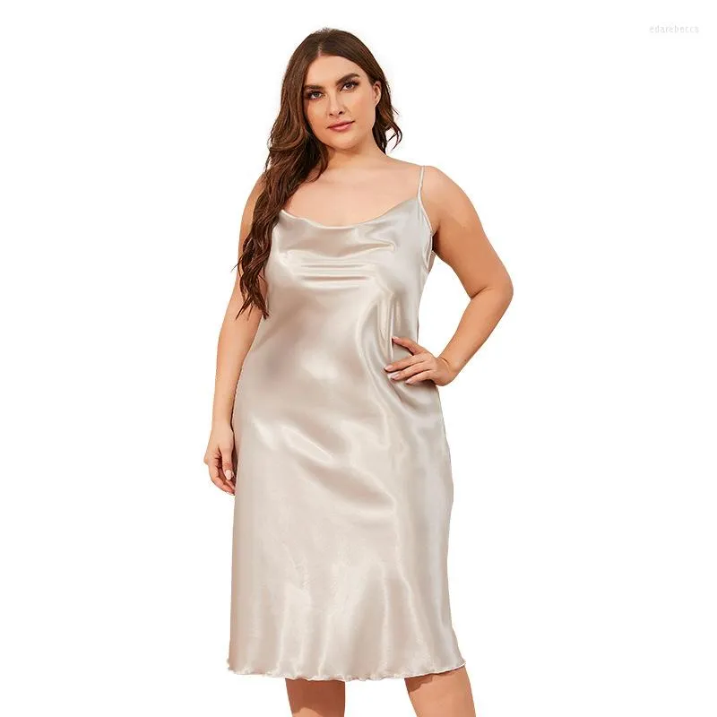 Damska odzież sutowa XL-3XL Plus Size Summer Women Silk Nightdress Short Sleeve Nightgowns Słodka swobodna żeńska piżama na sen