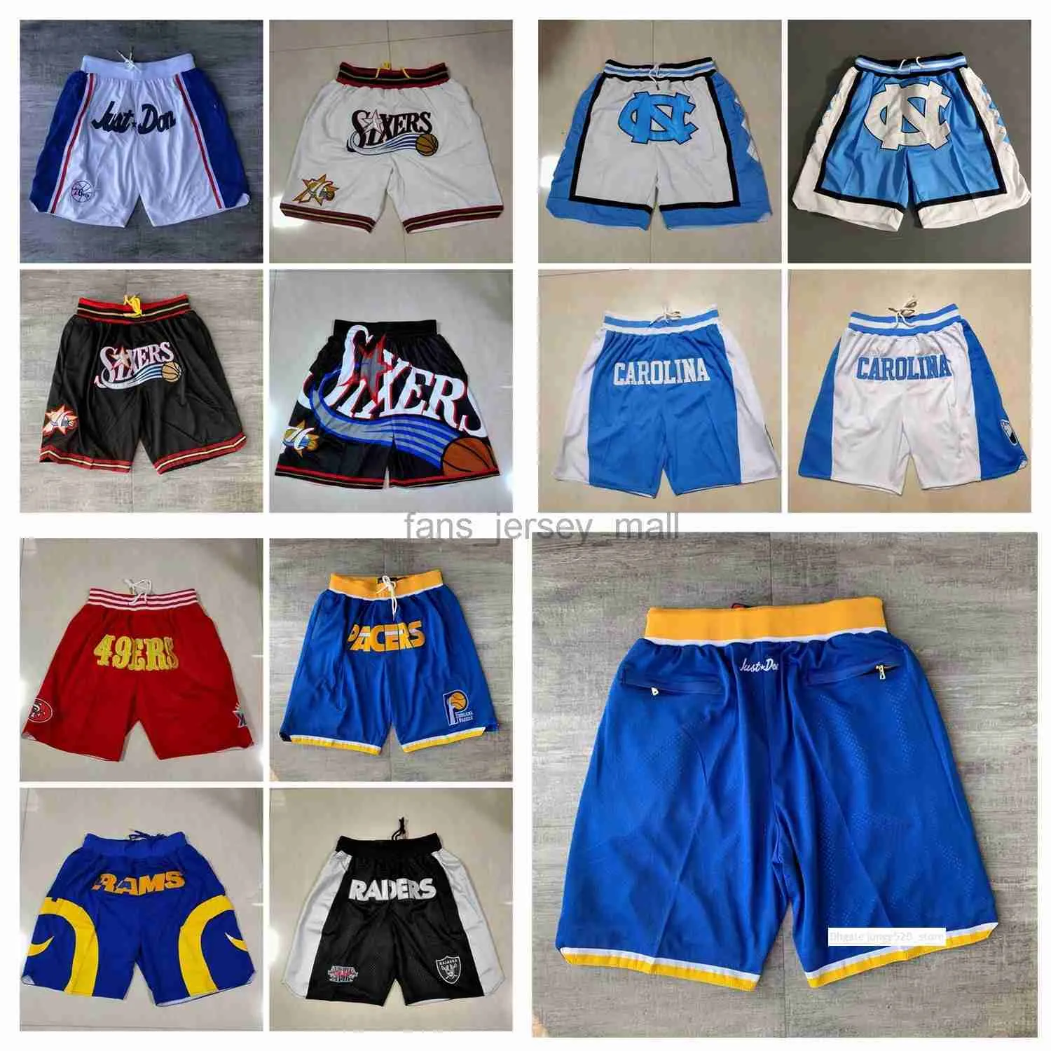 Don Team Basketball Shorts Men NCAA North Carolina Assaulter Wear Sport Pant With Pocket Zipper