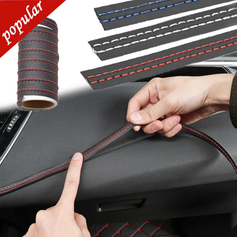 Nouveau 50cm voiture intérieur bricolage bandes universelles décoratives PU cuir tissé garniture bande pour porte tableau de bord autocollants voiture Protection autocollant