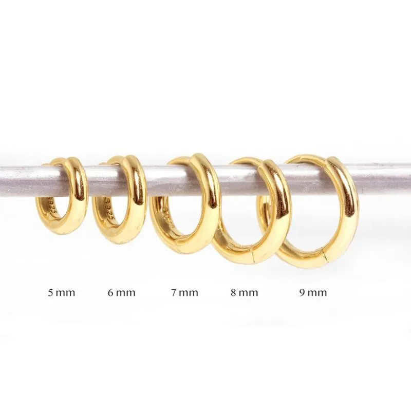 Hoopörhängen Huggie Simple Classic för kvinnor 925 Sterling Silver Piercing Hoops 5mm-9mm Pendientes Plata Smycken 2023 Trendhoop