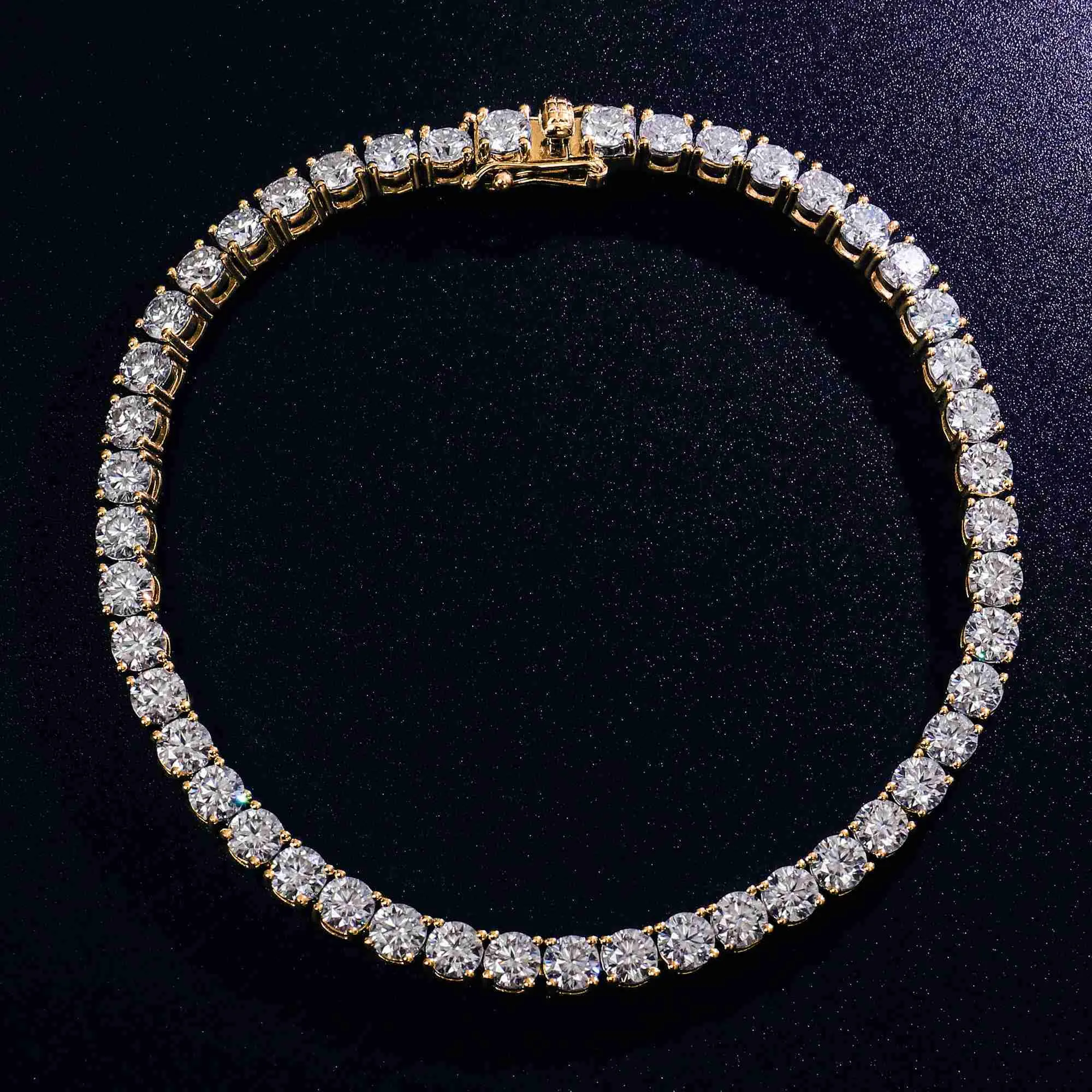 14k Gold Moissanite Diamond Tennis Chain 5mm 6-9 tum ised ut verklig solid guld tennisarmband tenniskedja