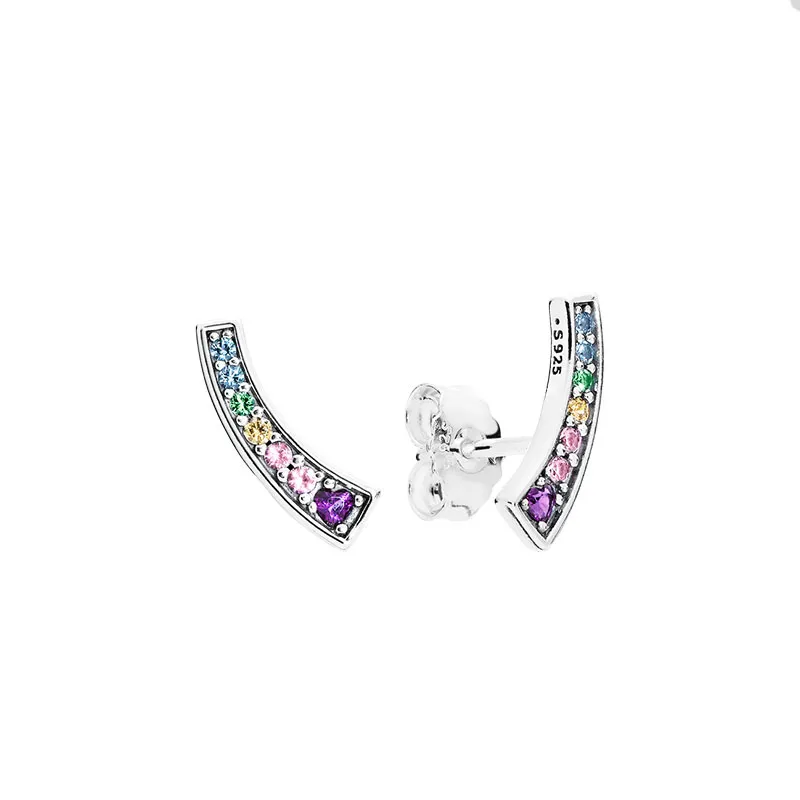 Orecchini arcobaleno scintillanti per gioielli Pandora Autentico set di orecchini per la festa nuziale in argento sterling per le donne Sorelle Orecchino di design regalo con scatola originale