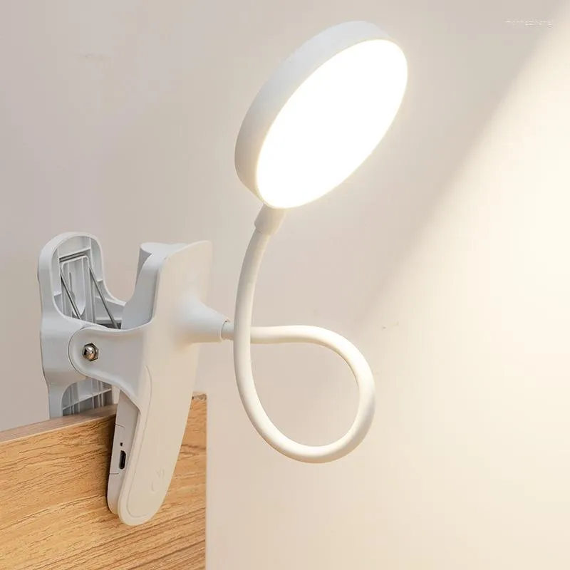 Lampade da tavolo USB ricaricabile Touch Dimming Clip Lampada da lettura per scrivania Protezione per gli occhi Dimmer Luce flessibile per soggiorno camera da letto a LED