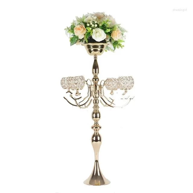 Candle Holders 10pccrystal Holder For Wedding Decoration Events Partier 5-Arm Gold and Silver Centerpieces Decor 1697