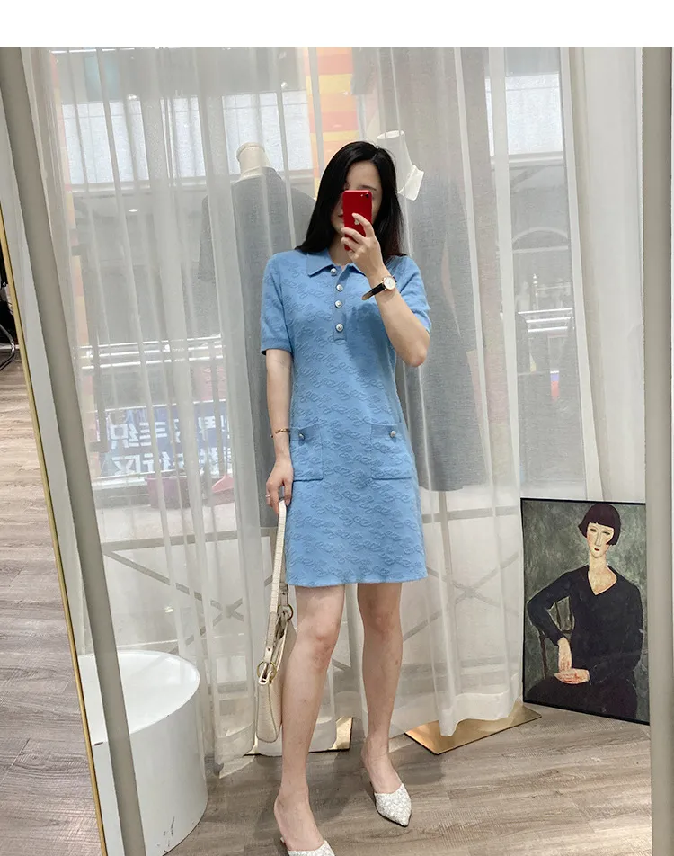Casual Dresses M-Aje Roetic Jacquard Knit Mini Dress Sky Blue New New
