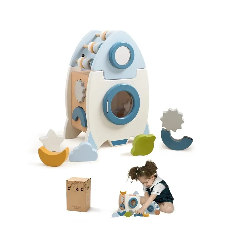 5 in Einem Holz Rakete Spielzeug Baby Holz Konstruktor Set Nordic Blöcke Lose Teile Pädagogisches Spielzeug Kinder Kleinkind Baby Geschenke