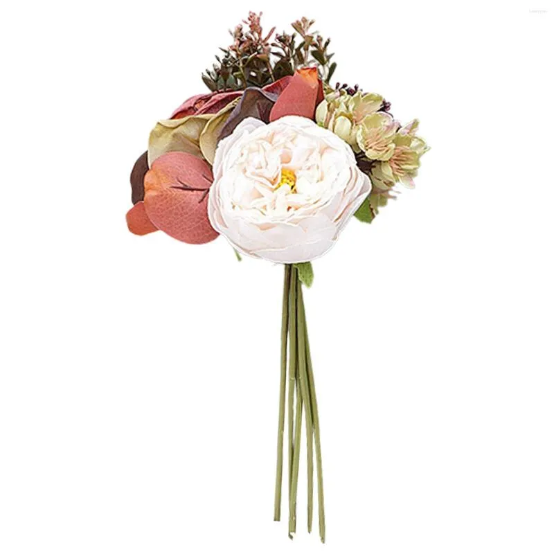Fleurs décoratives fête soie Rose fausse pivoine Table pièce maîtresse Bouquet de fleurs artificielles mariée Arrangement noël automne Po accessoires