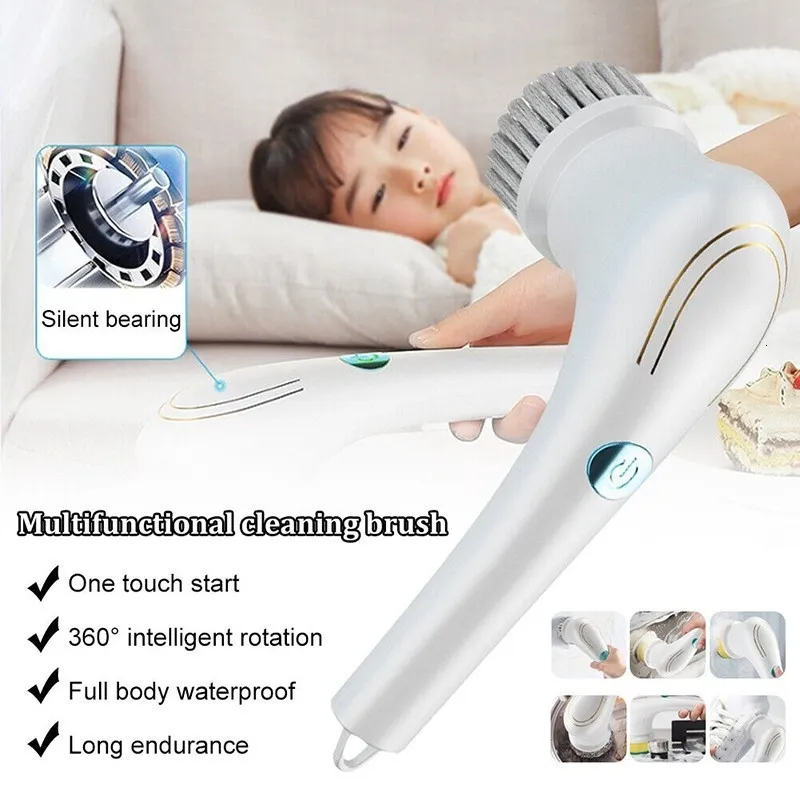 Electric Cleaning Brush USB 5-in-1 Handheld Bathtub Brush Electric