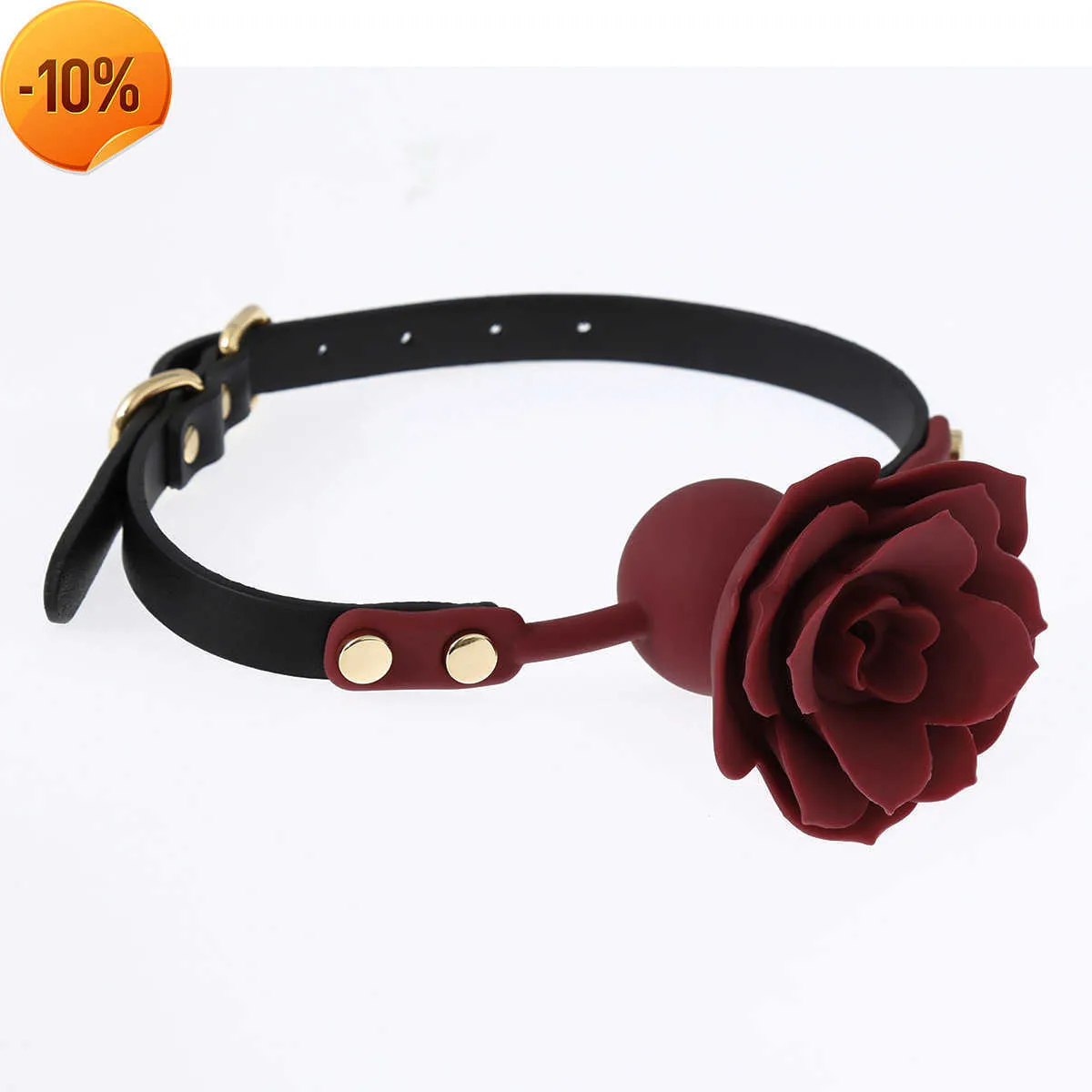 Massagem BDSM Silicone Bondage Mouth Gag com Rose Flower Ball para Escravos Acessórios para Restrições de Jogos para Casal Flirt Sex Toy de 18 anos ou mais de 18 anos