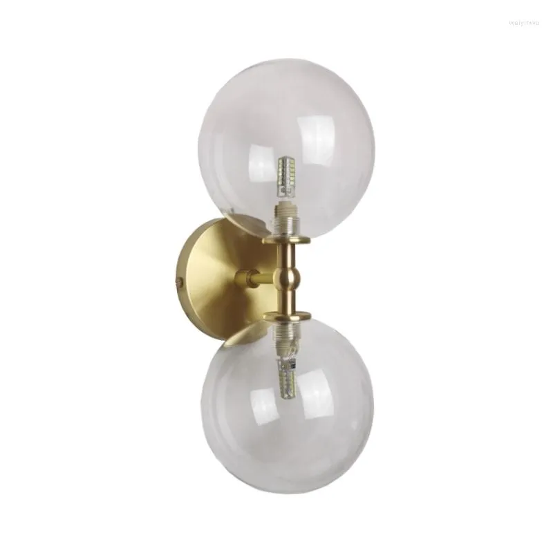 Wall Lamps Transparent Clear Glass Ball Double Head Lamp Pure Copper Body High-end Simple Fashion Display Cabinet