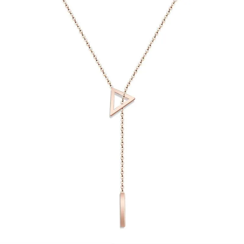 Pendant Necklaces Gold Color Hollow Triangle & Pendants Kolye Simple Stainless Steel Statement Necklace Women Friend Jewelry