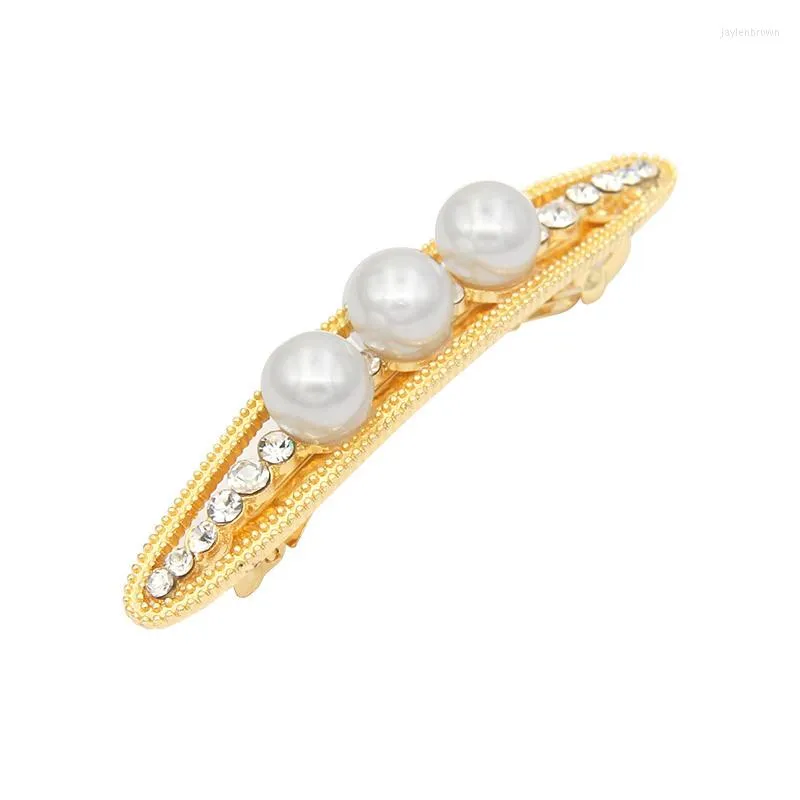 Tocados Pinza de pelo bonita con perlas Oval Spring Chuck Horquilla Accesorios de boda para mujeres