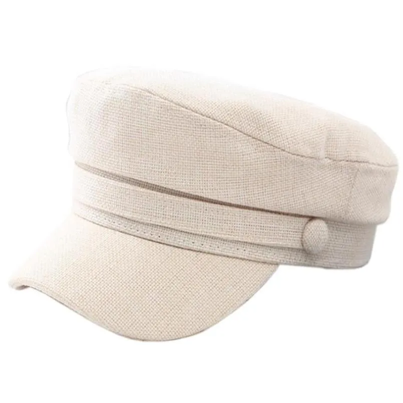 Qinju Ladies Newsboy Cabbie Beret Cap Bakerboy Peaked Vintage Cotton Linen Fiddler Flat Hat for Women224K