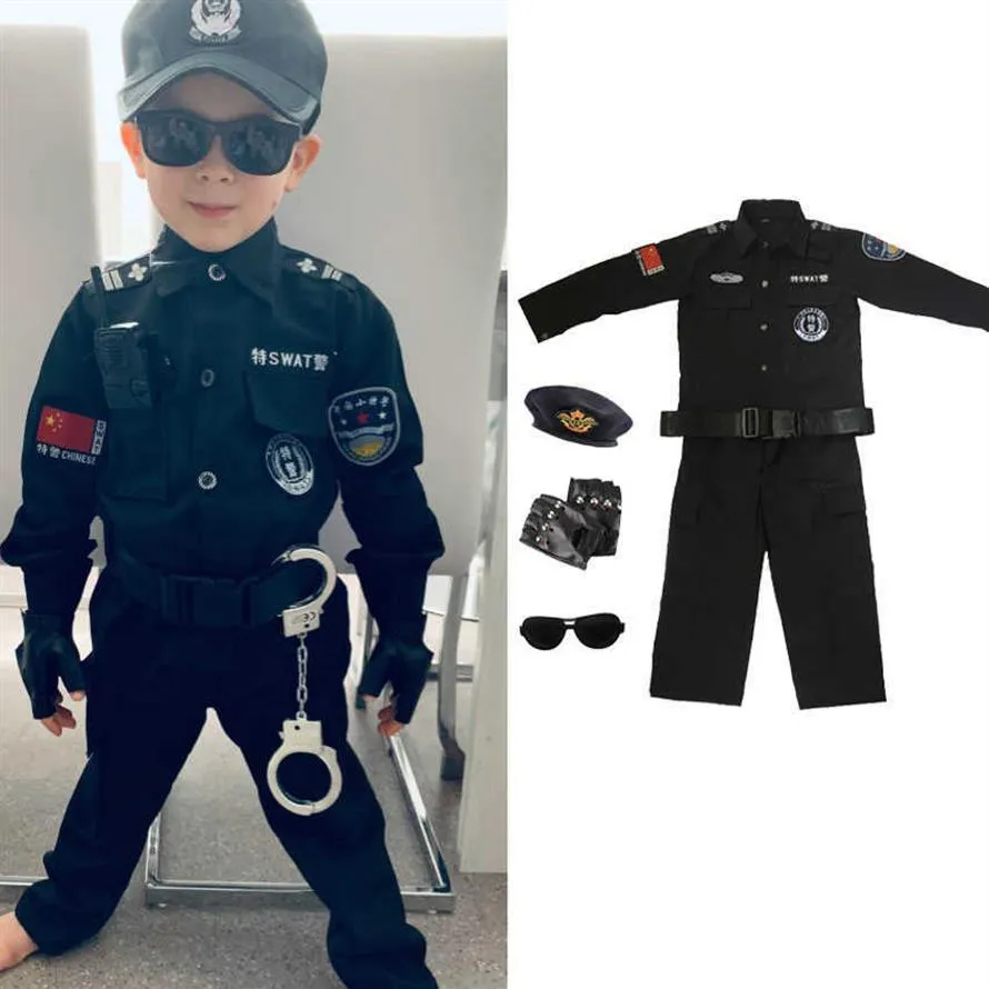 Costume de policier de l'armée SWAT pour enfants, ensembles de vêtements  cosplay pour garçons, uniforme de police de fête de carnaval, costume de  policier d'Halloween pour enfants, 110-160cm - AliExpress