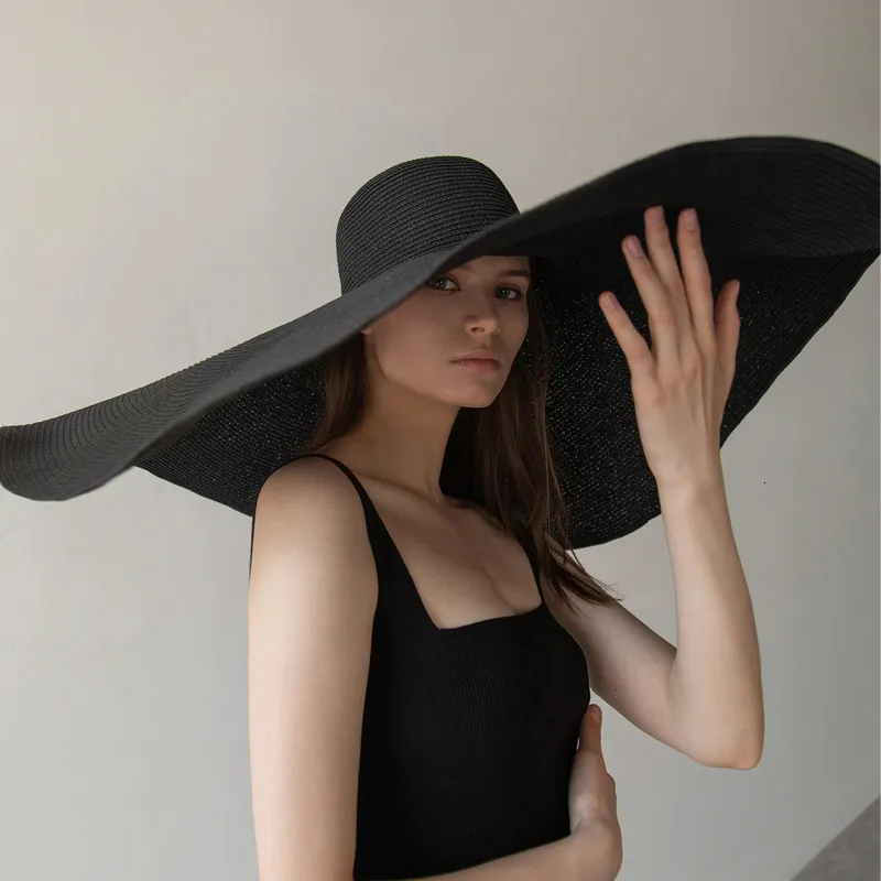 70cm Super Wide Brim Large Beach Hat With UV Protection And