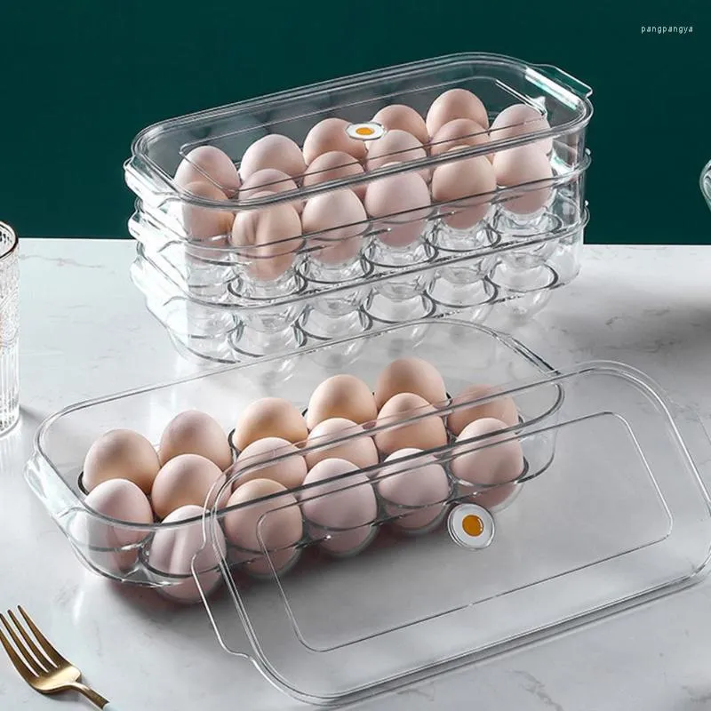 Bottiglie di stoccaggio 16 griglie Contenitori trasparenti per vassoi per uova Contenitori per frigorifero da cucina Dispenser per uova Conservazione fresca
