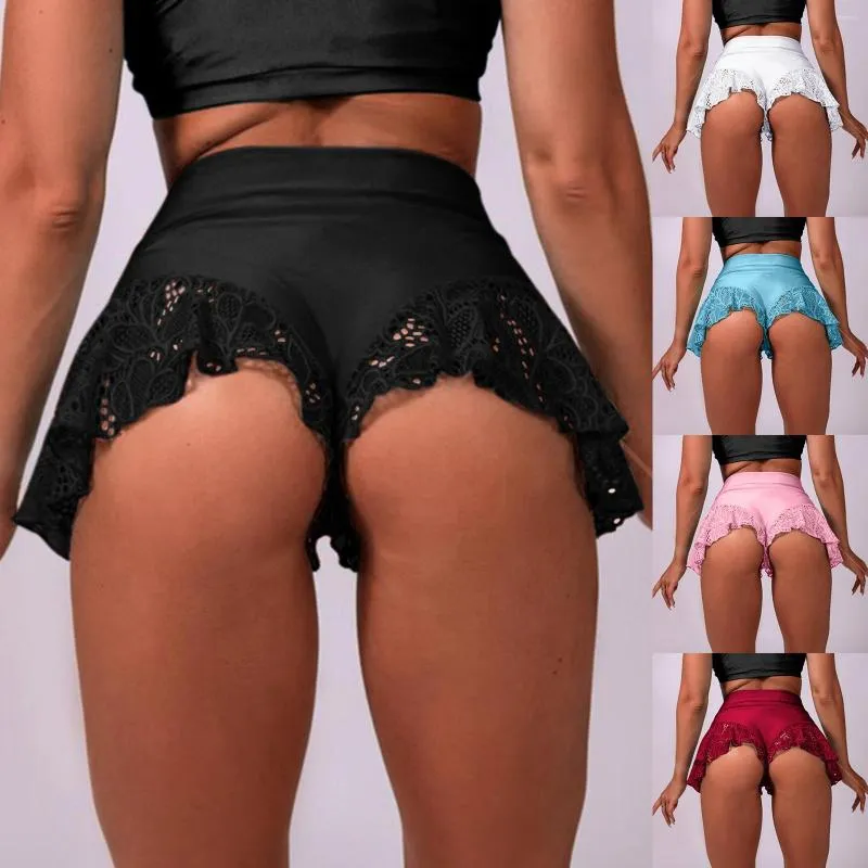 Damesbroek strak bikini mini taille kanten broek dames hoge gegolfde dans