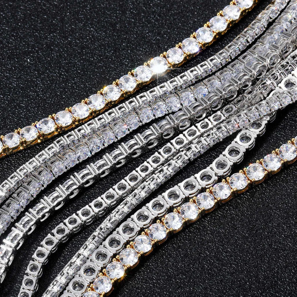 T GG – colliers Hip Hop en argent Sterling VVS Moissanite, bijoux en diamant, chaîne de Tennis sur glace de 3mm 4mm 5mm, collier pour hommes et femmes