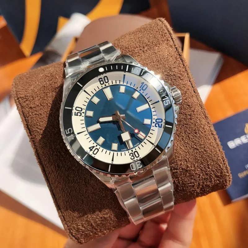2023 Designer Men's Watch 1884 Automatisk mekanisk rörelse Sapphire Glass Super Luminous Blue Dial Sport Gummi Belt Folding Buckle 46mm armbandsur