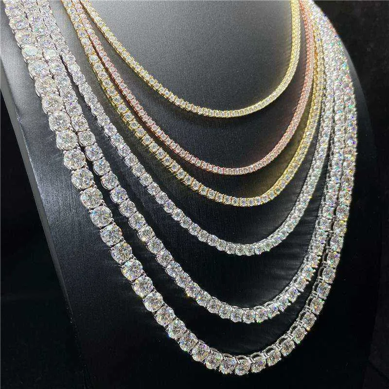 Produit de vente Personnalisé Bling 925 Sterling Silver Diamond Tennis Chain Moissanite Jewelry Set