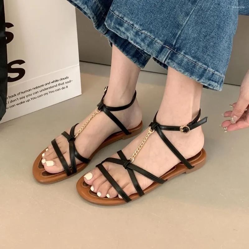 Narrow flat sandals store