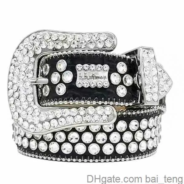 حزام مصمم BB Belt Simon New Bb Belt Crown Clastal Headmens Belt للنساء أحزمة الماس اللامعة السود