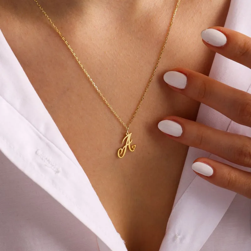 Articles bon marché avec livraison gratuite A-Z lettre initiale pendentif colliers pour femmes bijoux en acier inoxydable Collier Femme Bff cadeaux