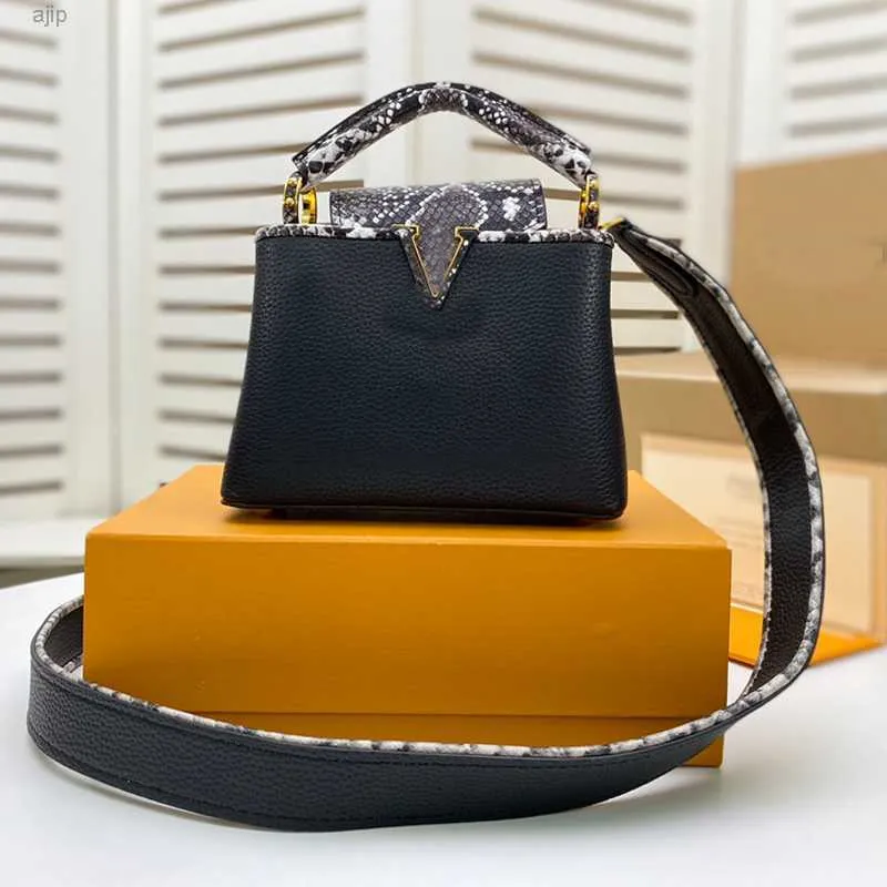 حقيبة اليد الكبرى حقيبة Crossbody أعلى مقبض حمل taurillon جلد بيثون الجلد المرقعة الكلاسيكية l الحرف l lable closure إزالة الكتف حزام الأكياس n95509