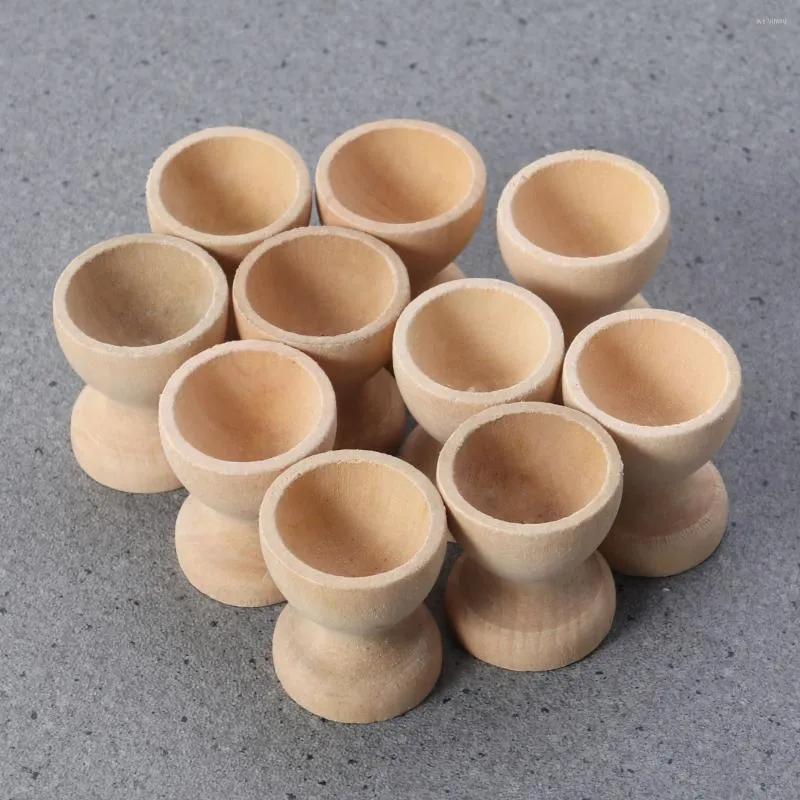 Set di stoviglie 10 pezzi Tazza da portata per uova Supporto da tavolo Giocattoli Tazze da bracconiere Piatto decorativo in legno Cucinare bollito