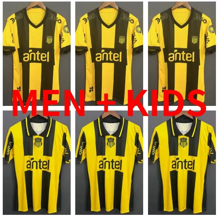 23 24 Penarol F. TORRES Maillots de football pour hommes 2023 131e anniversaire Penarol RODRIGUEZ 2024 Domicile Jaune Noir Extérieur Gris Maillot de football à manches courtes Uniformes hommes enfants kit