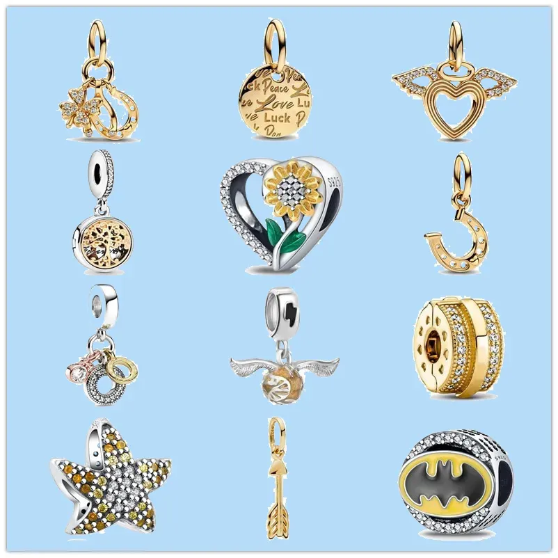 925 Sterling Silver Charms för Pandora smycken pärlor DIY Pendant Kvinnliga armband pärlor smycken för ängelvingar älskar pendellkvinnor