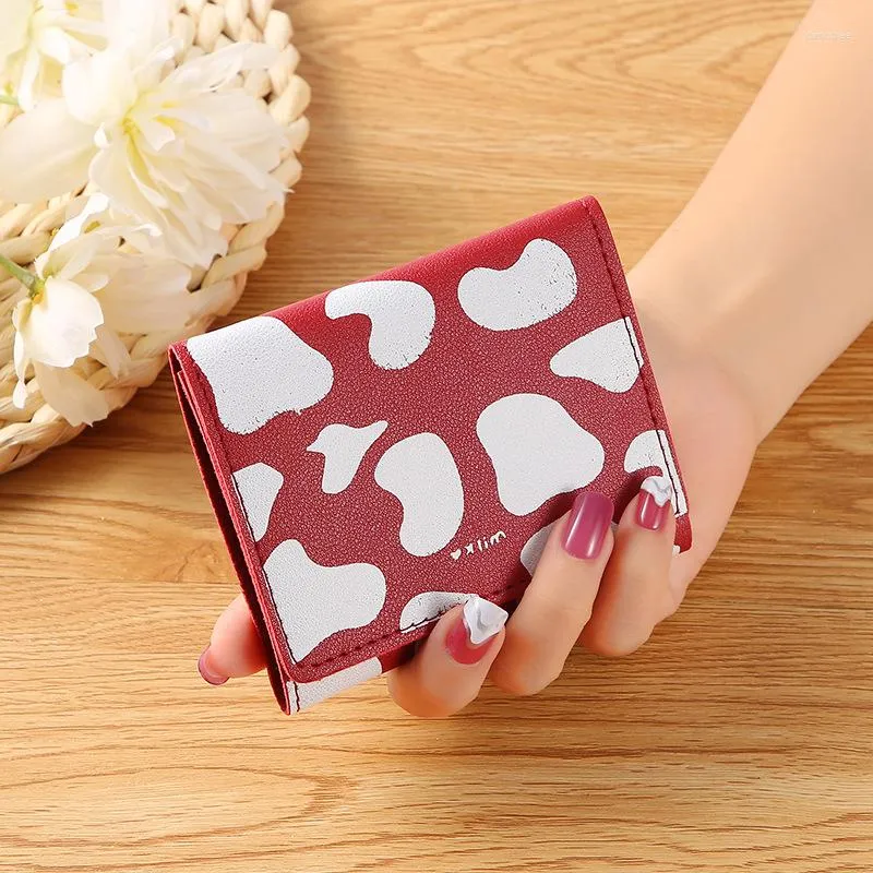 Portafogli Fashion Cow Pattern Pu Leather Tri-fold Wallet Holder Clutch Mini Short Small Coin Purse Pocket Girl Gift